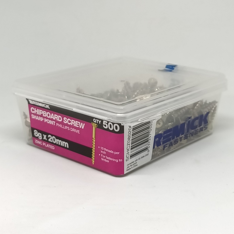 SCREW CHIPBOARD 6G X 20MM BOX 500 BREMICK