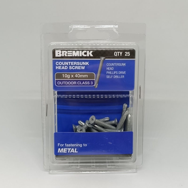 SCREW CSK METAL C3 10G X 40MM PKT 25 BREMICK 053559