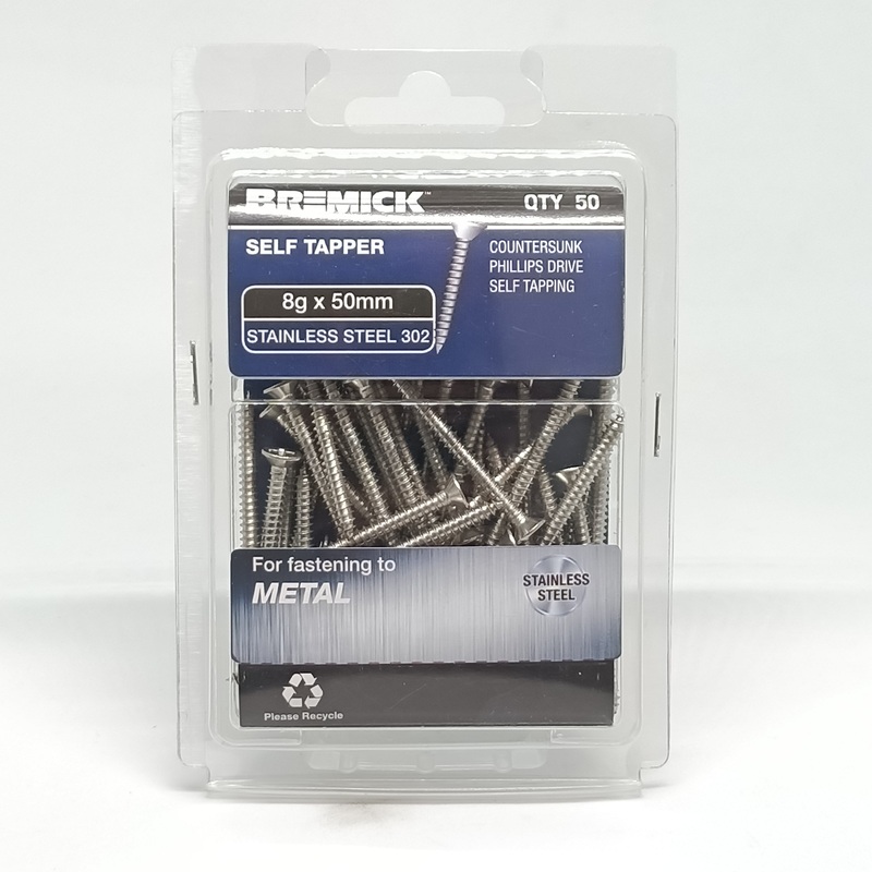 SCREW CSK SS 8G X 50MM PKT 50 BREMICK 113284