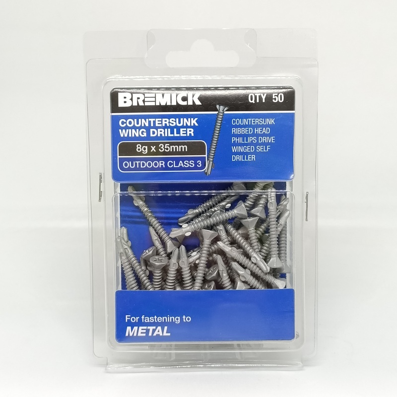 SCREW CSK WING METAL C3 8G X 35MM PKT 50 BREMICK 053658