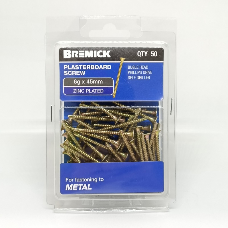 SCREW PLASTERBOARD METAL 6G X 45MM PKT 50 BREMICK