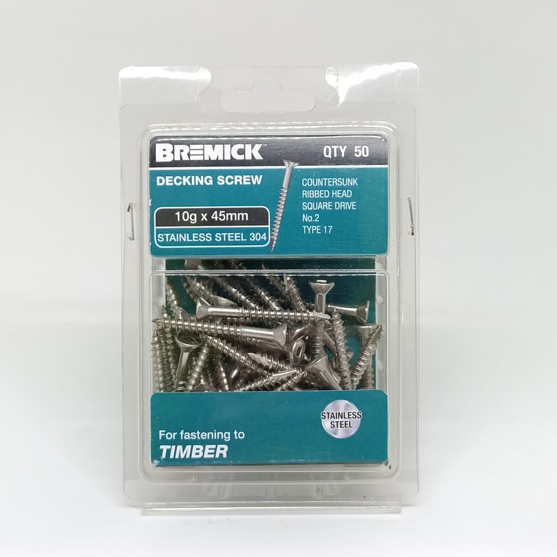SCREW SS DECKING 10G X 45MM PKT 50 BREMICK 139277