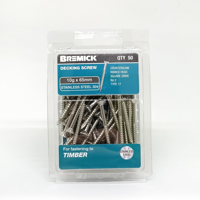SCREW SS DECKING 10G X 65MM PKT 50 BREMICK 051616
