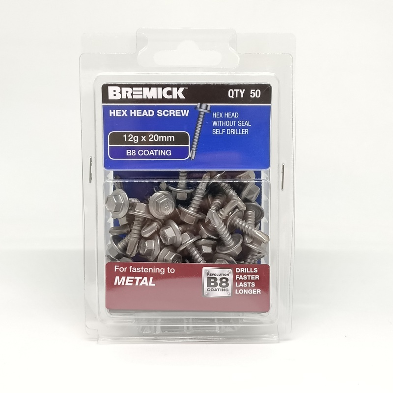 SCREW T17 B8 METAL NO SEAL 12G X 20MM PKT 50 BREMICK