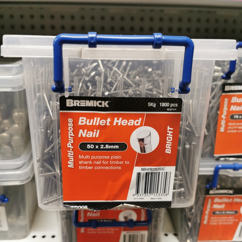NAIL BULLET HEAD BRIGHT 50 X 2.8MM 5KG BREMICK 153358