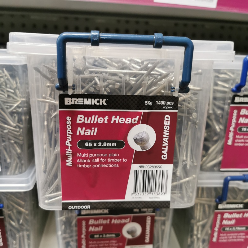 NAIL BULLET HEAD GAL 65 X 2.8MM 5KG BREMICK 153693