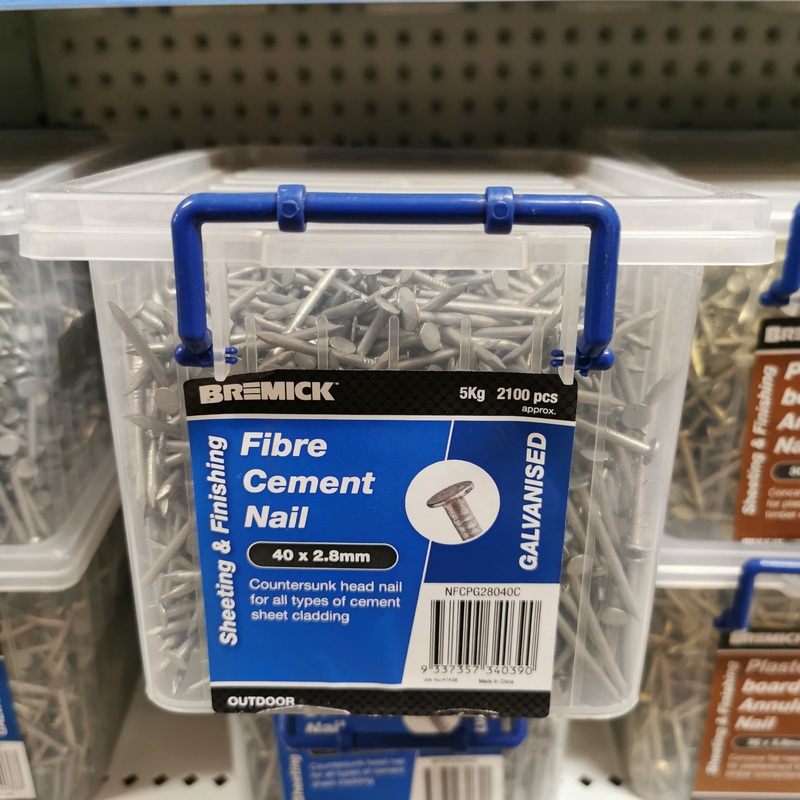 NAIL FIBRE CEMENT GAL 40 X 2.8MM 5KG BREMICK 340390