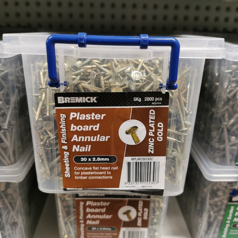 NAIL PLASTERBOARD ZP 30X2.8MM 5KG BREMICK