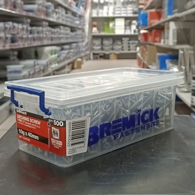 SCREW B8 DECKING 10G X 40MM BOX 500 BREMICK 139024