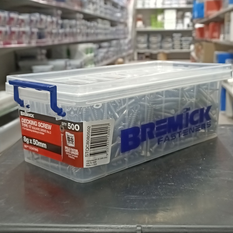 SCREW B8 DECKING 8G X 50MM BOX 500 BREMICK 139017