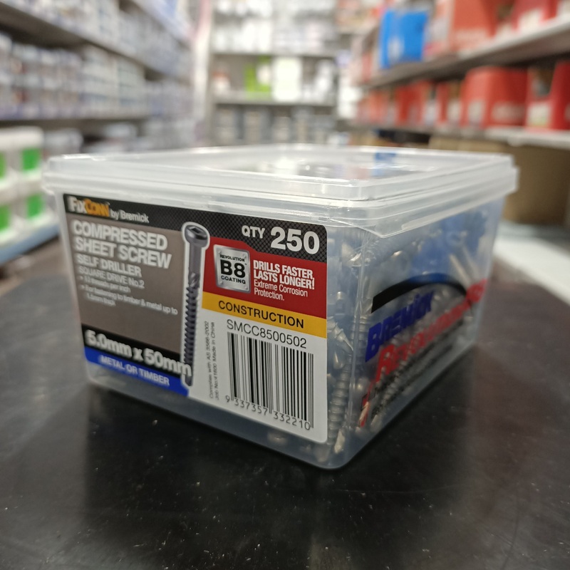 SCREW COMPRESSED SHEET B8 5MM X 50MM BOX 250 BREMICK 332210