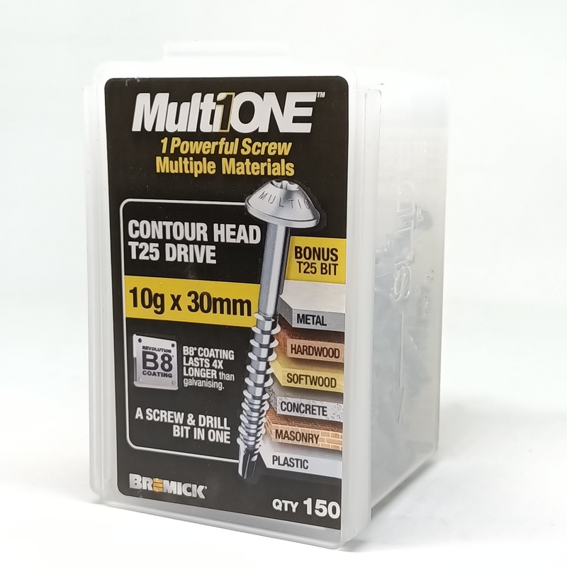 SCREW CONTOUR HEAD B8 T25 10G X 30MM BOX 150 BREMICK