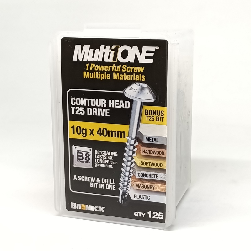 SCREW CONTOUR HEAD B8 T25 10G X 40MM BOX 125 BREMICK 411861
