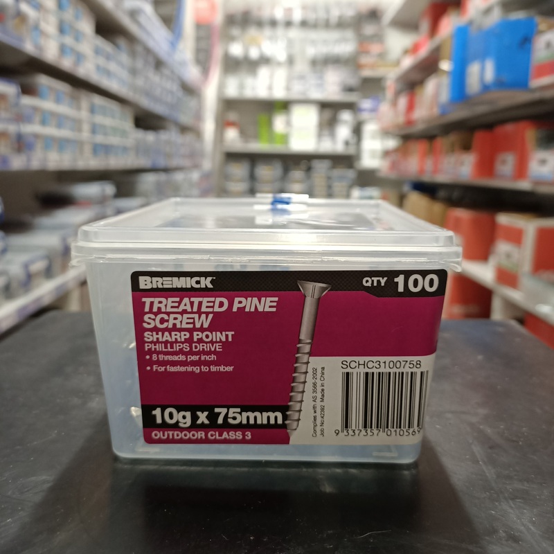 SCREW GAL C3 10G X 75MM BOX 100 BREMICK 010569