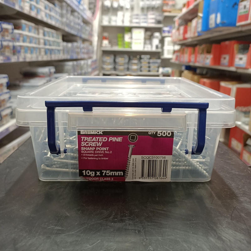 SCREW GAL C3 SQ 10G X 75MM BOX 500 BREMICK 081644