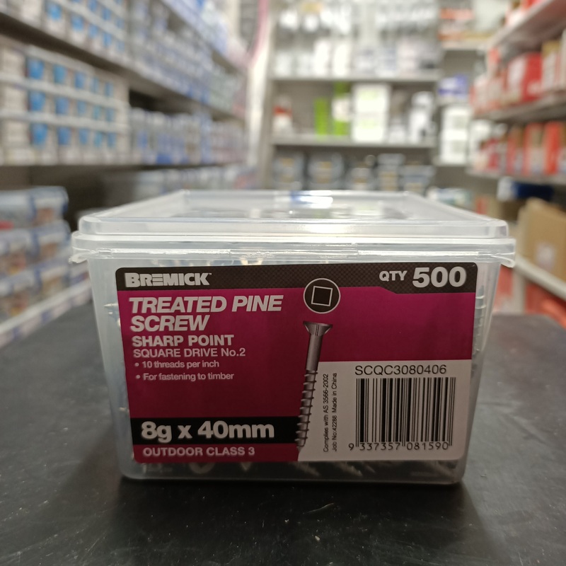 SCREW GAL C3 SQ 8G X 40MM BOX 500 BREMICK 081590