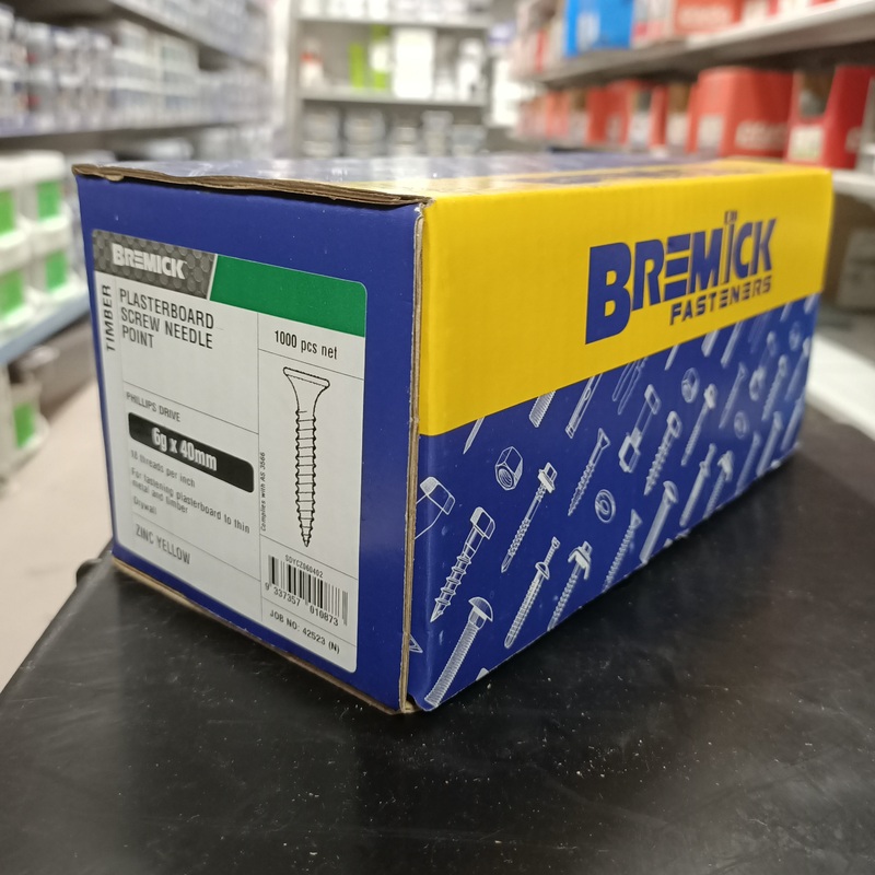 SCREW PLASTERBOARD 6G X 40MM BOX 1000 BREMICK