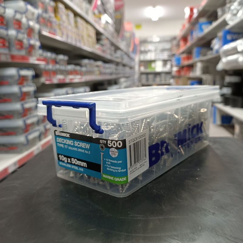 SCREW SS 316 DECKING 10G X 50MM BOX 500 BREMICK 053764