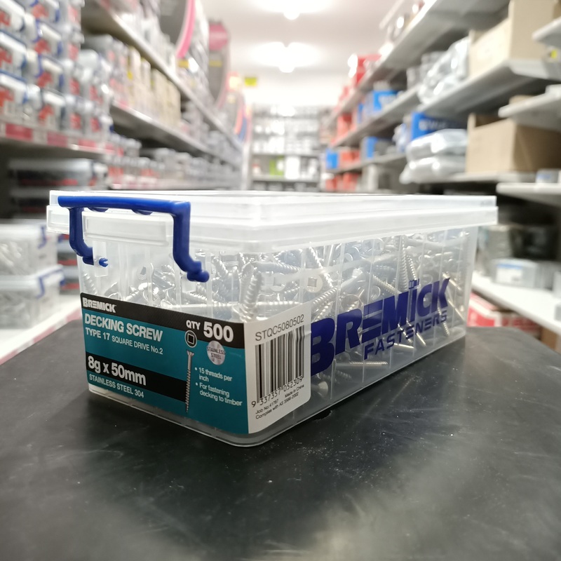 SCREW SS DECKING 8G X 50MM BOX 500 BREMICK 052309