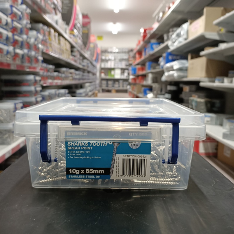 SCREW TORX T20 SS 10G X 65MM BOX 500 BREMICK 345579