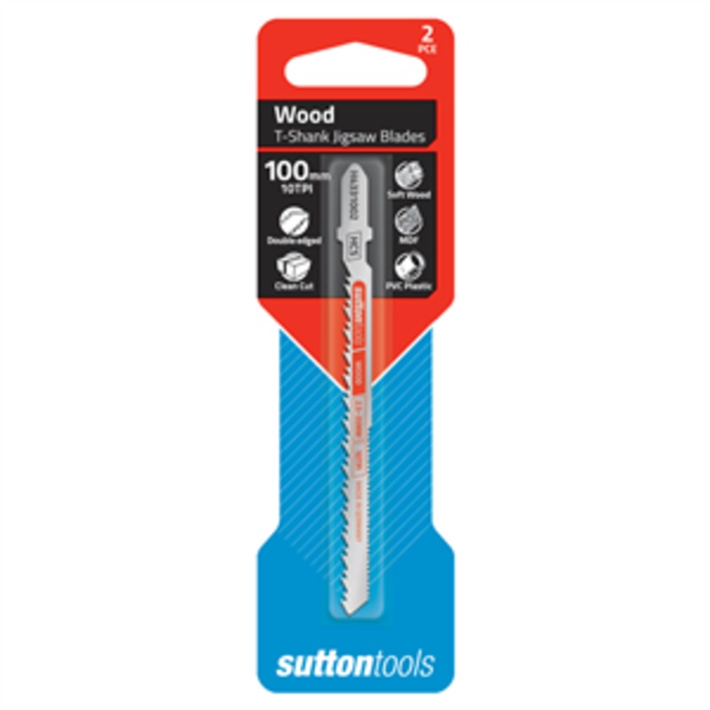 BLADE JIGSAW T-SHANK WOOD 100mm X 10T HCS PKT 2 SUTTON H4331002