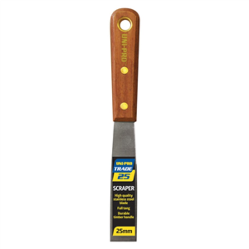 SCRAPER TIMBER HANDLE STAINLESS 25MM UNI-PRO