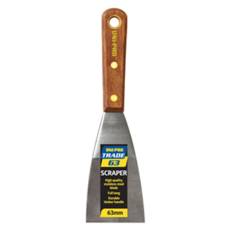 SCRAPER TIMBER HANDLE STAINLESS 63MM UNI-PRO