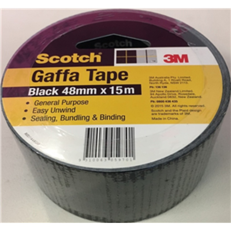 TAPE GAFFA BLACK 48MM X 15M ROLL SCOTCH