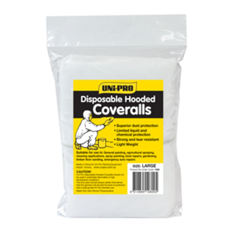 COVERALLS DISPOSABLE LARGE WHITE UNI-PRO