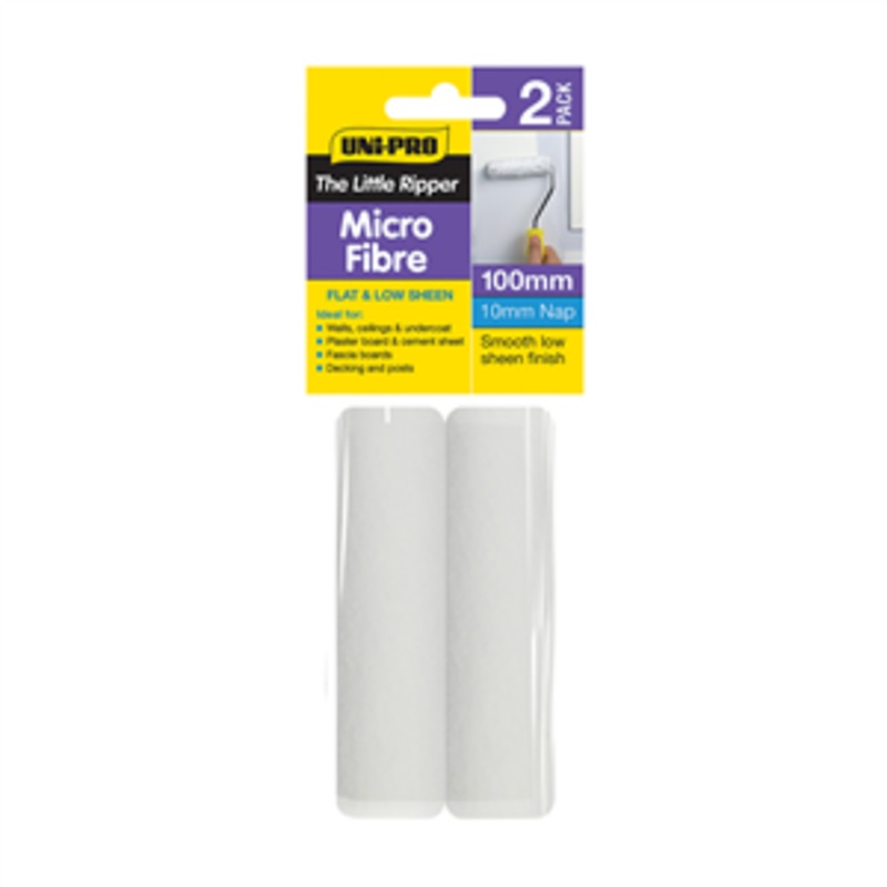 ROLLER COVER MICROFIBRE 100MM 10MM NAP PKT 2 UNI-PRO 40t