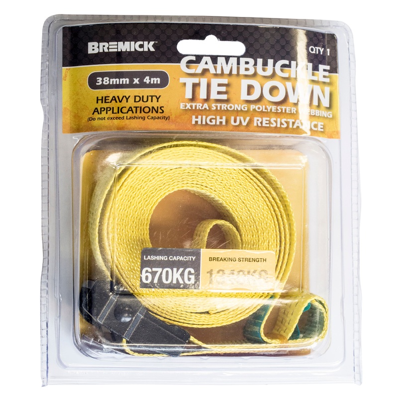 CAMBUCKLE TIE DOWN 38MM X 4M 670KG PKT 1 167874