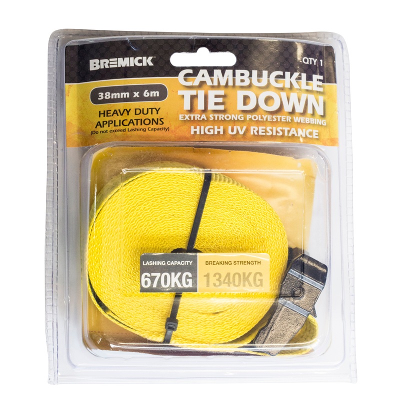 CAMBUCKLE TIE DOWN 38MM X 6M 670KG PKT 1 167881