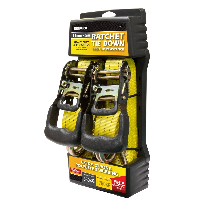 RATCHET TIE DOWN 38MM X 5M 880KG PKT 2 167997