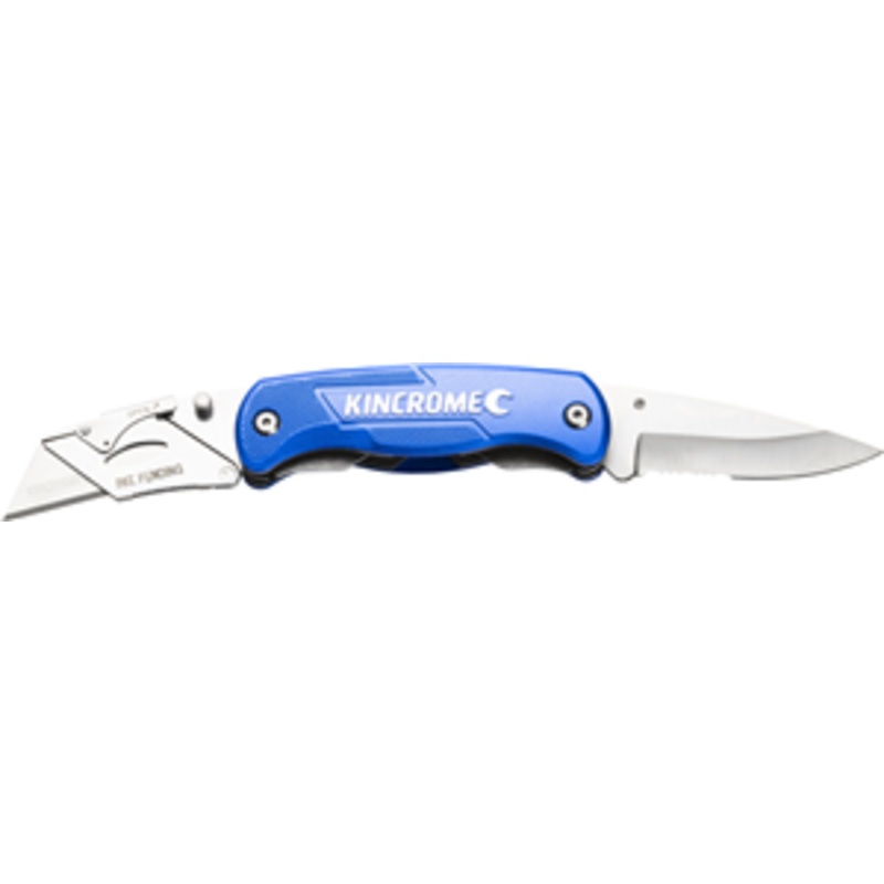 KNIFE UTILITY FOLDING TWIN BLADE KINCHROME