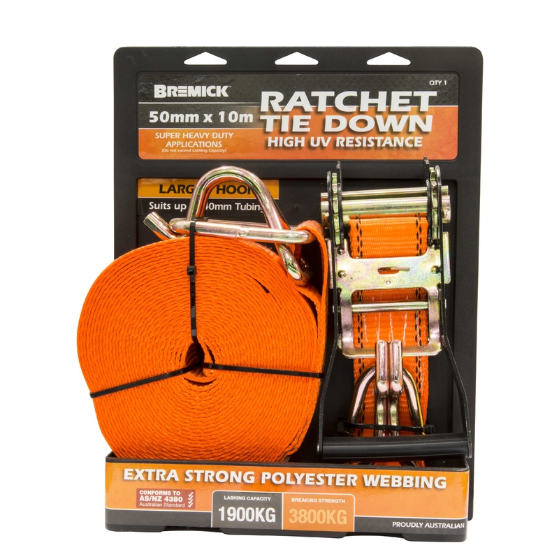 RATCHET TIE DOWN 50MM X 10M 1900KG PKT 1 168024