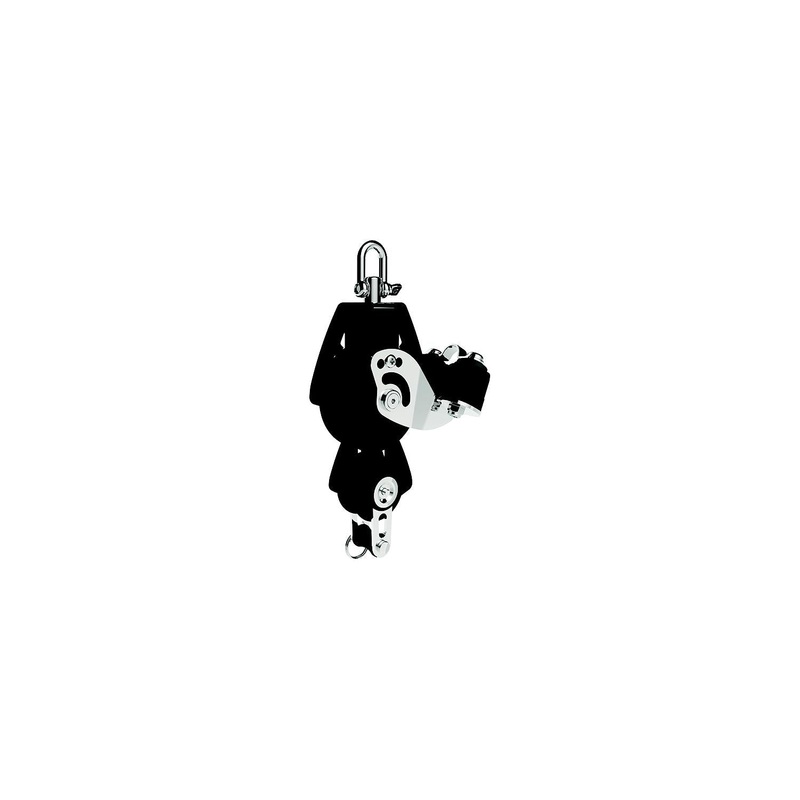 Lewmar 50MM Fiddle Block W/Cam & Becket, Black, 1/4 – 3/8 Line