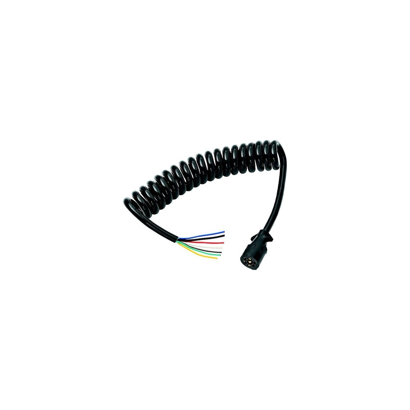 Bargman 54006044 Coiled 7-Way Molded Trailer Connector, 8′