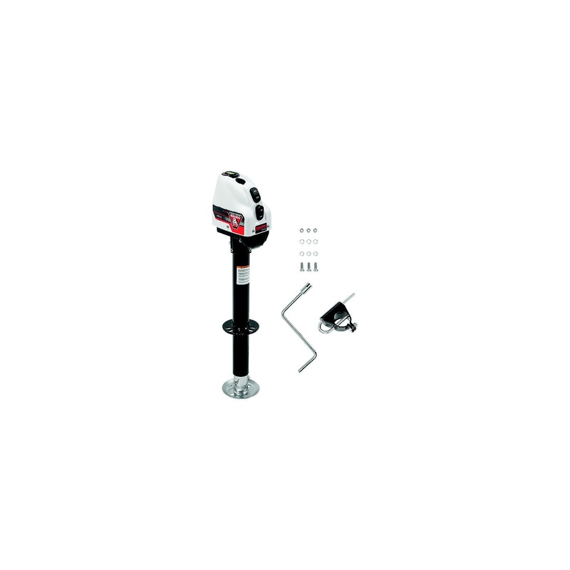Bulldog 500200 Black 4,000 lb Capacity Powered A-Frame 14 Travel RV Trailer Jack, White Case