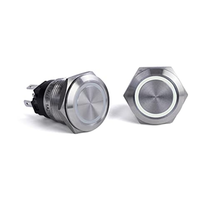 Sierra AV10040W Push-Button Switch, Off/On, White Halo LED