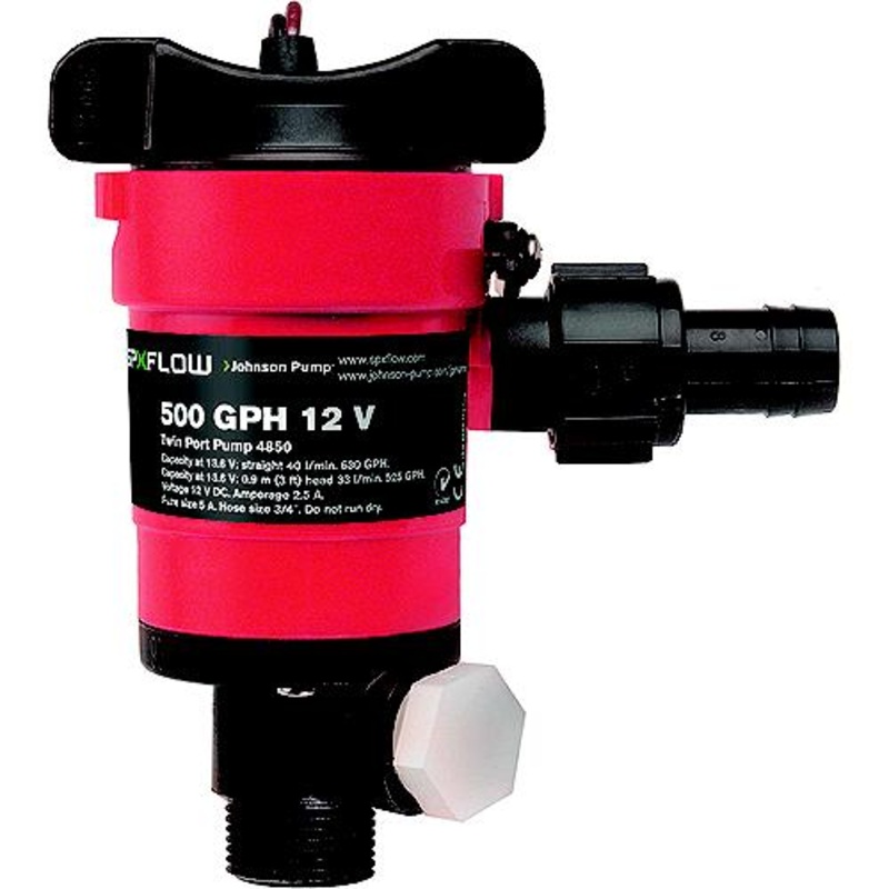 Dual Port Livewell/Washdown Pump, 1000 GPH