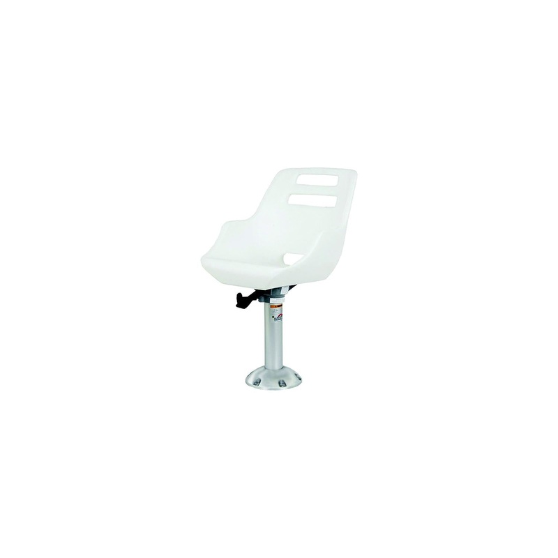 Springfield Admiral Fixed Height Chair Package, White (Includes Seat With Low Profile Armrest, No Cushions, Pedestal With Floor Base, Mounting Plate and Locking Swivel)