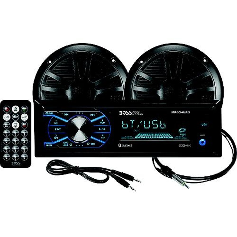 Boss Audio MCBK634B6 Bluetooth Weatherproof Marine Receiver Package w/ 1 pair of 6.5 Speakers, Black
