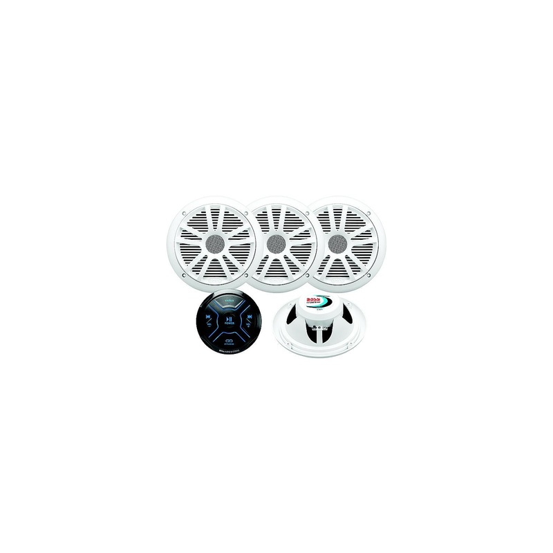 Boss Audio MG250W64 Bluetooth Gauge Receiver Package w/ 4ea 6.5 Marine Speakers