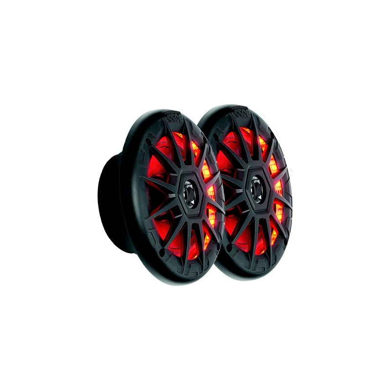 BOSS MRGB55B 5-1/4 2 Way Weatherproof LED Marine Full Range Speakers, Black, 1 pr.