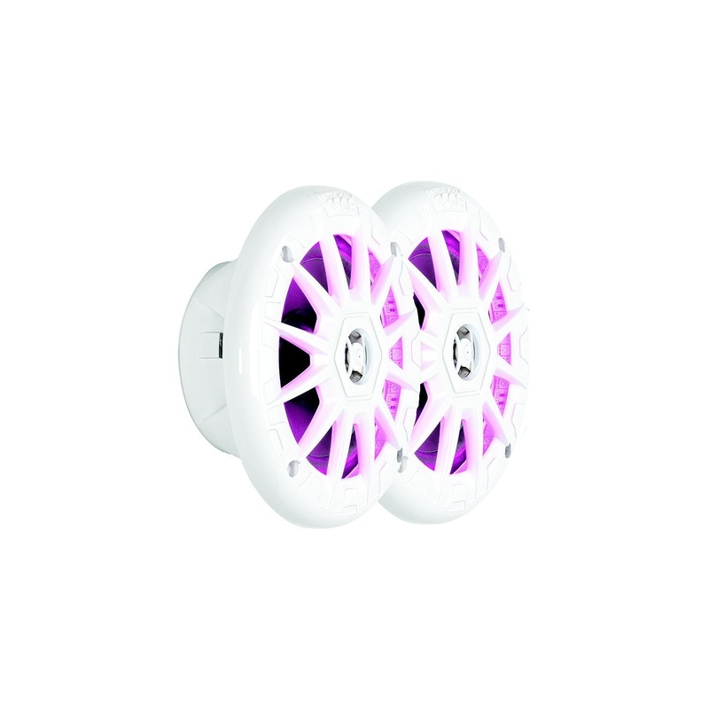 BOSS MRGB55W 5-1/4 2 Way Weatherproof LED Marine Full Range Speakers, White, 1 pr.