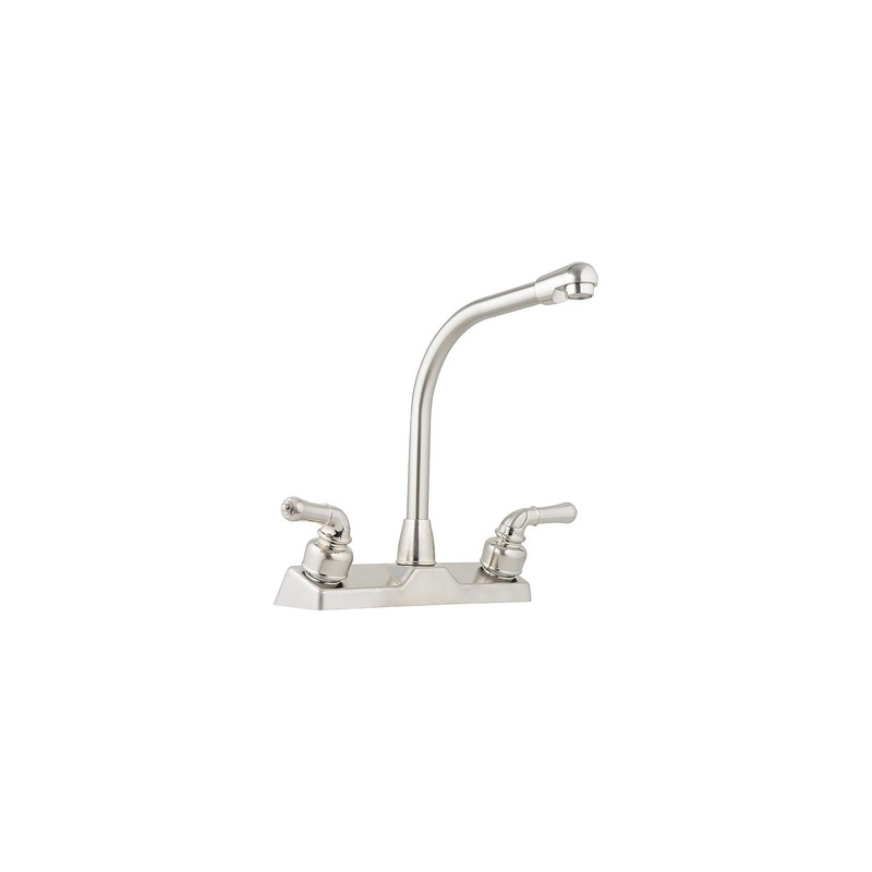 Utopia 8 High Rise Kitchen Faucet, Brushed Nickel w/Tea Pot Handles