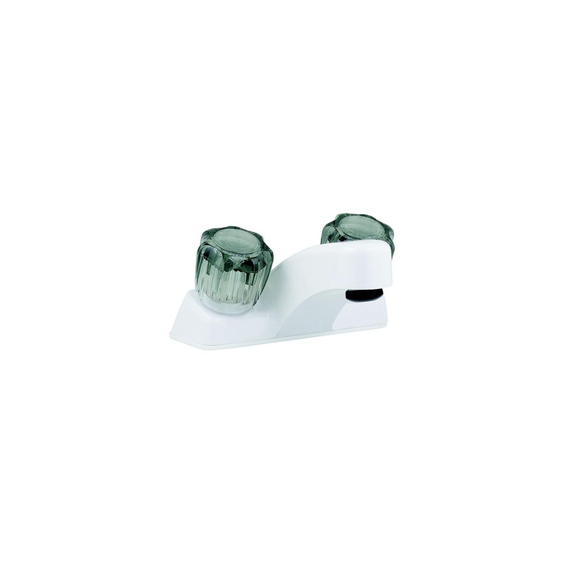 Utopia Lavatory 4  Faucet, White w/Smoked Handles