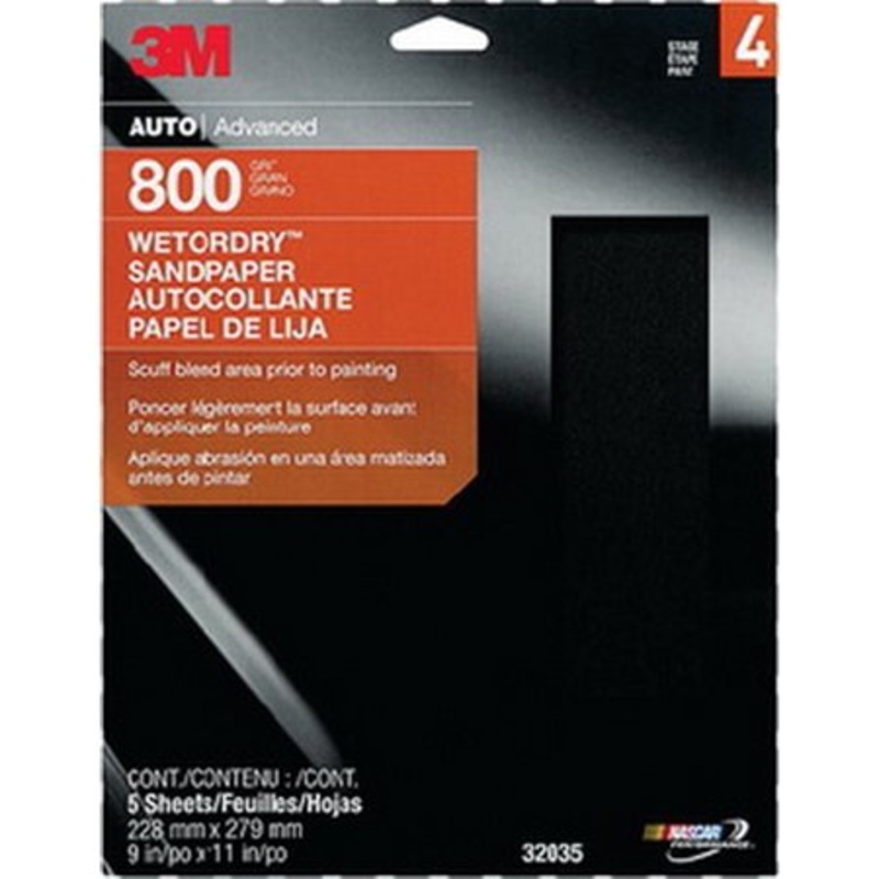 3M 32036 Imperial 9 x 11 P800 Grade Wet or Dry Paper Sheets – 5 Pack