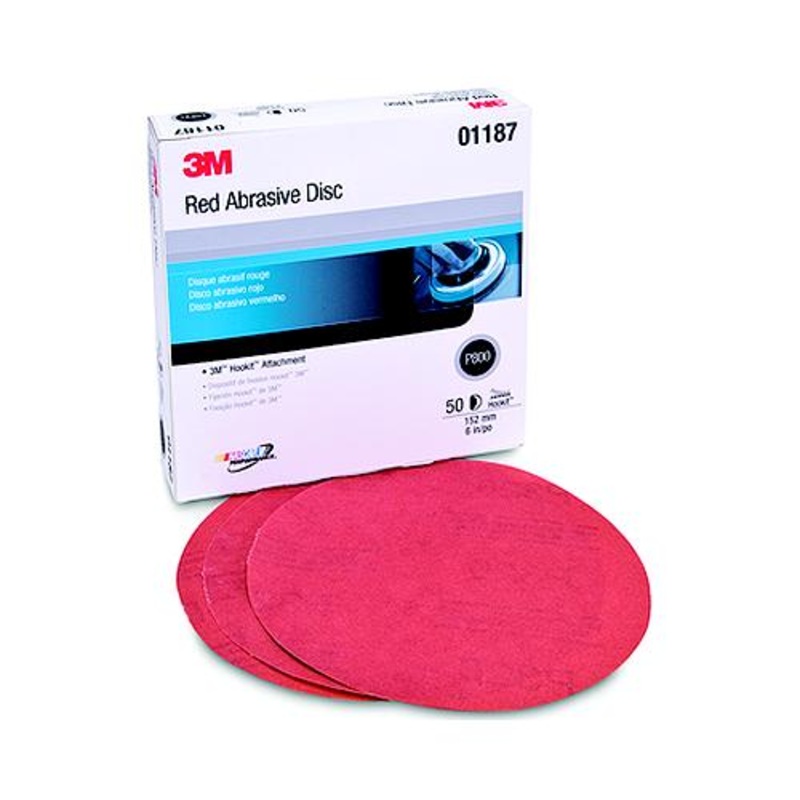 3M 01261 Red Hookit 6 P80D Grade Abrasive Sanding Disc – 50 per Box