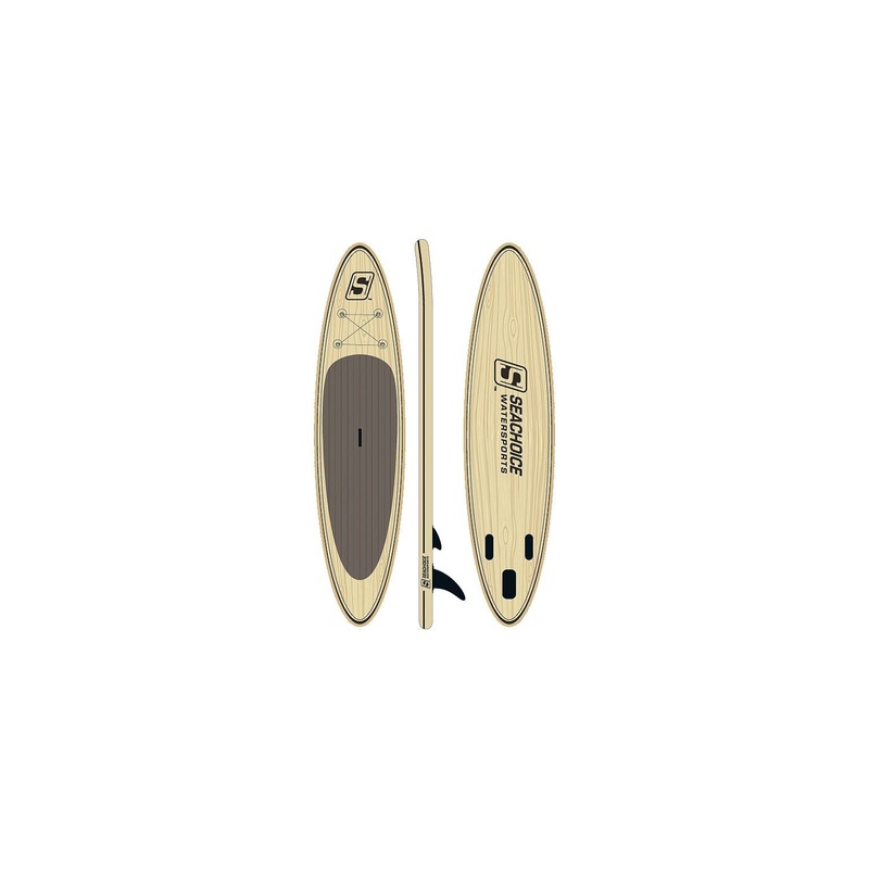 Seachoice 86949 10’6 Inflatable Stand-Up Paddle Board Kit Woodgrain Pattern